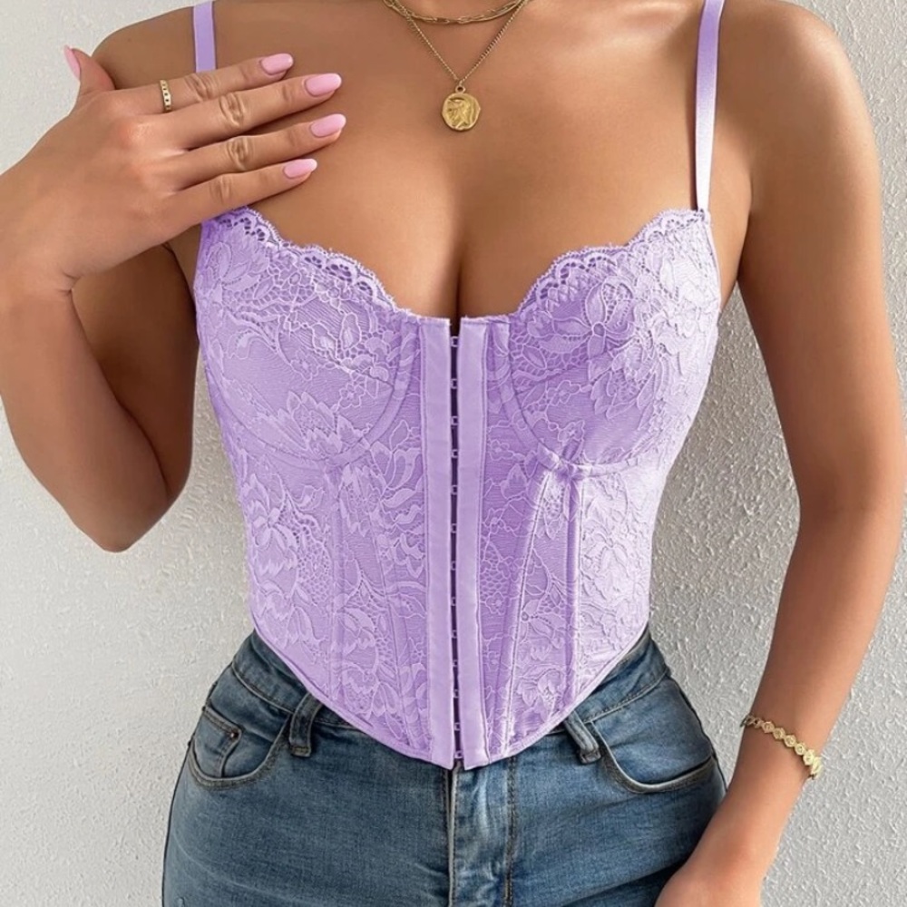 lace purple corset top